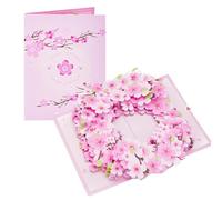 Wedding Invitations 2pcs Flower Birthday Card Floral Thank you Wedding Invitations Cherry Blossom Gifts For Mothers Day Anniversary Greeting Cards(Sakura Circle)