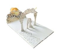 Wedding Invitations 3D Bride and Groom Rose Gold Pop Up Wedding Invitations Laser Cut Greeting Cards Envelope Bridal Shower Invitation(White)