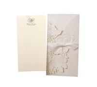Wedding Invitations 5/10Pcs Laser Cut Wedding Invitations Card Love Heart Customize Greeting Cards With Ribbon Bridal Shower Party Supplies for DIY(White cover insert,10pcs)