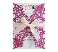 Wedding Invitations Happy Event Invitation Letter Gold Scallion Paper Powder Wedding Greeting Card Laser Hollow(Purple)