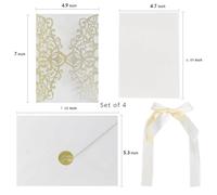 Wedding Invitations Happy Event Invitation Letter Gold Scallion Paper Powder Wedding Greeting Card Laser Hollow(Pink)