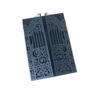 Wedding Invitations Metallic Gold Gate Laset Cut Wedding Invitation Cards 50 Sets Personalized Printing Marriage Celebrity Party Invites Universal(Deep blue,Custom printing set)