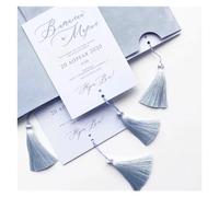 Wedding Invitations With Envelopes 100pcs Flannel Style Envelopes And Tassels Handmade Custom Wedding Invitation Card(Blue,75 piece)