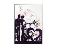 Wedding Invitations With Envelopes 10pcs Laser Cut Wedding Invitations Card Rings Elegant Bride And Groom Greeting Valentine's Day Party Favor Decor(Black)