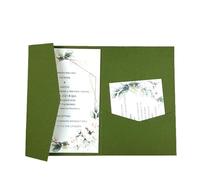 Wedding Invitations With Envelopes 50 Rose Laser Cut Tri-fold Wedding Invitation Cards Kit Pocket Invite Envelope(Matte olive green,Custom set)