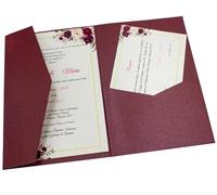 Wedding Invitations With Envelopes 50 Rose Laser Cut Tri-fold Wedding Invitation Cards Kit Pocket Invite Envelope(Pearl burgundy,Laser cover only)