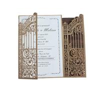 Wedding Invitations With Envelopes Metallic Gold Gate Laset Cut Wedding Invitation Cards 50 Sets Personalized Printing Marriage Celebrity Party Invites(Craft paper color,Custom printing set)
