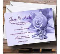 Wedding Invites Lilac and Purple Rose Ring Personalised Wedding Invitations with Envelopes - Any Custom Text for Any Occasion