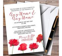 Wedding Invites Stunning Watercolour Poppies Red Personalised Wedding Invitations with Envelopes - Any Custom Text for Any Occasion
