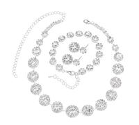 Wedding Jewelry Sets for Women Bridal Rhinestone Bling Necklace, 3Pcs | 14.5-19.6in Costume Jewelry Formal Zinc Alloy Rhinestones Silver Bling Accessories for Bride Prom Evening Party