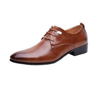 Wedding Men's Formal Oxford Shoes French Leather Lace-up Cap Toe Design Working Slip Resistant Shoe(Marrone,6.5 UK)