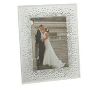 Wedding Mirror Glass Photo Frame with Glitter Starburst Boarder - 5" x 7"