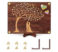 Wedding Money Wallet, Wooden Tree Design Cash Gift Holder, Personalised Wedding Card Alternative for Bride and Groom, Romantic Anniversary Present with Secure Money Slots