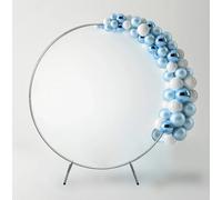 Silver Wedding Arch Flower Balloons Decoration 200cm - Moongate Round Frame