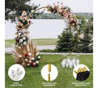 Wedding Moongate Gold Arch Round Frame Standing Flowers Balloon Decoration 200cm