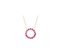 Wedding Necklace, Womens Necklaces Round with Ruby 14K Yellow Gold Valentines Day Gifts