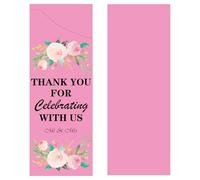 Wedding Paper Silverware Envelope Storage Bags Thank You for Celebrating with Us Mr & Mrs Cutlery Flatware Sleeves Utensils Bag for Engagement Dinner Bride Shower Party Table Decor 50pcs (Pink)