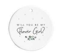 Wedding Party Proposal Hanging Ornament Ceramic Sign Will You Be My Bridesmaid Maid of Honour Matron of Honour - Sage Green Eucalyptus Theme (Flower Girl)