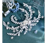 Wedding Pearl Flower Headband Silver Color Rhinestone Hair Comb Bride Side Comb Hair Accessories Hp830