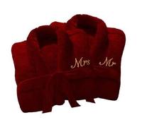 Wedding Personalised Luxury Bath Robe His Hers/Mr Mrs 100% Cotton Terry Towel Bathrobes Extra Absorbent With Belt Bath Shower Anniversary Wedding Gift (Wine Red Mr/Mrs)