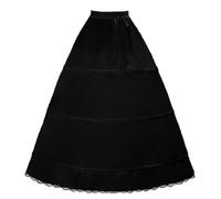 Wedding Petticoat 3 Hoops Cotton Vintage Crinoline Underskirt Hoop Skirt Shaping Slips A Line Petticoat for Wedding Bridal Dress Medieval Victorian Costume Princess Stage Drama Dress(Black,14)