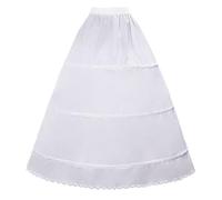 Wedding Petticoat 3 Hoops Cotton Vintage Crinoline Underskirt Hoop Skirt Shaping Slips A Line Petticoat for Wedding Bridal Dress Medieval Victorian Costume Princess Stage Drama Dress(White,12)