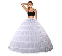 Wedding Petticoat 6 Hoop Wedding Hoop Skirt Wedding Crinoline Hoop Underskirt Shaping Full Slips a line Petticoat for Wedding Dress Prom Dress White Petticoat Adjust The Hoops (6 Hoop, White)