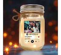 Wedding Photo Jar Light with Spotify Code - Personalized Song Light Gift for Couple, Men, Women - Memorial or Anniversary Home Decor
