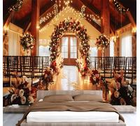 Wedding Photo Wallpaper for Bedroom Floral Nordic-Style Architecture 3D Small Wall Mural, Removable Peel and Stick Self-Adhesive Wall Decal for Boys Girls Living Room Office Decor 138"x 101" U-298