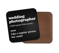 Wedding Photographer Square Coaster - Marriage Dictionary Regular But Cooler Definition Funny Joke Hobby Men Women Kitchen Drink #82695