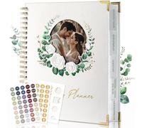 Wedding Planner Book, Wedding Planner Book Organiser for Bride With Interchangeable Photo Cover & Embossed Design, Bride Gifts With Checklists, Budget Tracker, Guest List & Timeline 11.5 * 10.5in