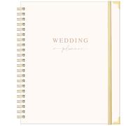 Wedding Planner - Wedding Planner Book and Organizer for the Bride with 5 Tabbed Sections, 9" x 11.9", Hardcover with Metal Corner + 5 Inner Pockets + Sticker + Elastic Closure Band - Beige