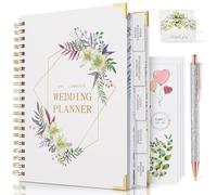 Wedding Planner, with pen, 4 Wedding Stickers, and 2 Vow Cards, Wedding Planner Book Organizer includes 7 Storage Pockets, Best Gift for Couples Getting Engaged or Getting Married