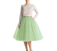 Wedding Planning Women's A Line Short Knee Length Tutu Tulle Prom Party Skirt - Green -