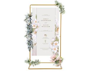 Wedding Rack Rectangle Gold Arch Frame Backdrop Stand Square Metal Arch Balloon for Wedding Ceremony with Stable Base, for Garden Decoration, Wedding Decoration, 105 * 62 * 200cm