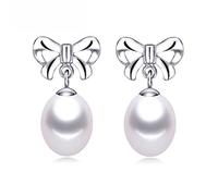 Wedding Real Genuine Freshwater Pearl Earrings For Women, 925 Earrings Pearl Anniversary Girls Jewelry White