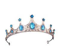 Wedding Retro Baroque Rhinestone Bride Crown Princess Tiara Show Stage, Medium, Silver, Moissanite