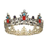 Wedding Retro Round Baroque Brides Crown Diamonds Catwalk Headdress Show Headpiece for Women, Silver, Moissanite