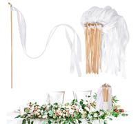 Wedding Ribbon Wands with Bells White Lace Fairy Stick Party Wands Ribbon Streamers for Wedding Party Decoration 30pcs