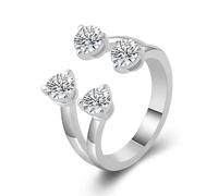 Wedding Ring Band, 14 K White Gold Wedding Band Open with Round Moissanite Size Q 1/2