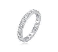 Wedding Ring Band, Dainty Silver Ring Ring with 4-Prong Round Moissanite 3mm 9K White Gold Size L 1/2