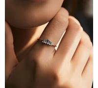 Wedding Ring Band for Women, S925 Sterling Silver Anniversary Wedding Band with Cubic Zirconia Elegant for Her Size P 1/2