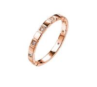 Wedding Ring Band, Simple Engagement Rings with White Round Shape Diamond 18K Rose Gold Size S 1/2
