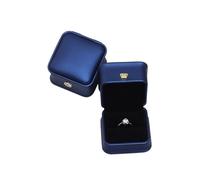 Wedding Ring Box 1Pcs Ring Jewelry Box 5.8x5.8x4.5cm Rose Gold/blue/green/white Crown Buckle Wedding Jewelry(Deep Blue)