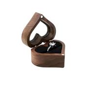 wedding ring box 1PCS Walnut Wood Ring Box For Wedding Ceremony Jewelry Box Storage Proposal Wedding Box(Blue)