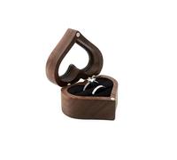 wedding ring box 1PCS Walnut Wood Ring Box For Wedding Ceremony Jewelry Box Storage Proposal Wedding Box(Brown)