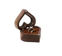 Wedding Ring Box 1PCS Walnut Wood Ring Box For Wedding Ceremony Jewelry Storage Proposal(Clear)