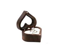 Wedding Ring Box 1PCS Walnut Wood Ring Box For Wedding Ceremony Jewelry Storage Proposal(Orange)