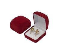 Wedding Ring Box Double Wedding Rings Box Engagement Ceremony Valentine's Couple Ring Jewelry Packaging Storage Organizer(Red white)