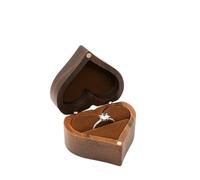 Wedding Ring Box Heart-shaped Wooden Jewelry Box Proposed Jewellery Case Wedding Display Jewelry Storage Organizer Earring Ring Necklace Box(Color 03,NO ENGRAVING)